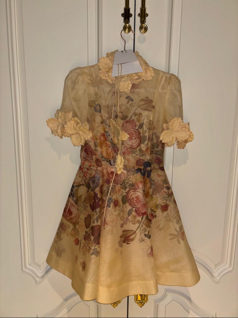 Zimmermann Peach Floral Mini Dress with 3D Petal Accents - Picture 6 of 6